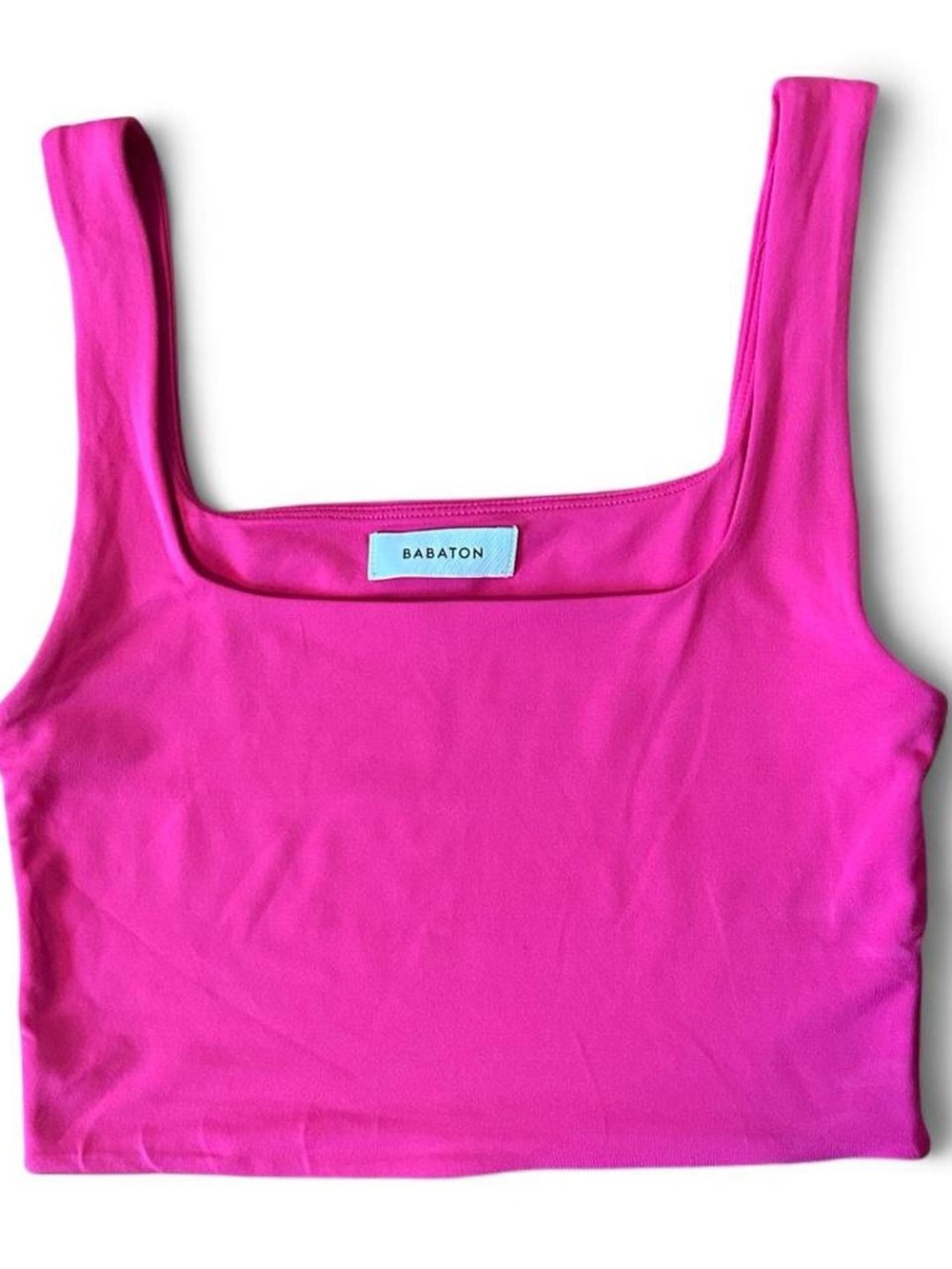 Babaton Vibrant Pink Square Neck Crop Tank